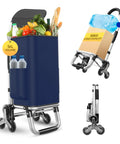 Heavy Duty 3 In 1 Folding Shopping Cart With 6 Wheels And 110 Lb Capacity Portable Hand Truck Waterproof Bag For Moving And Camping