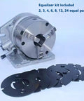 Heavy Duty Beast Rotary Table With 6 Inch 3 Jaw Chuck And Precision Indexing Head Built Strong For Daily Milling Drilling And Boring Tasks Around The Shop with equalizer kit.