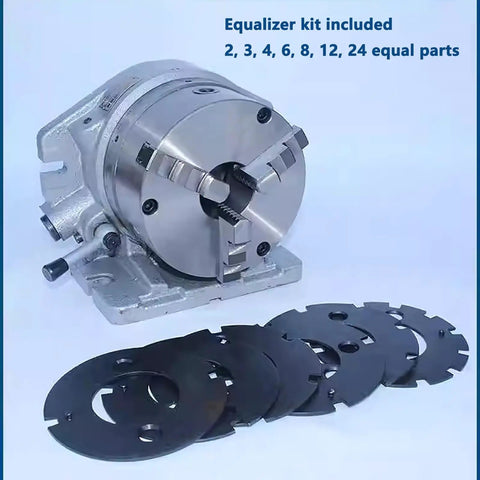 Built Legit Heavy Duty Rotary Table With Vertical And Horizontal Indexing Plate For Precision Milling Machine Featuring Six Inch Three Jaw Chuck Dividing Head For Drilling Boring And Grinding Projects with equalizer kit.