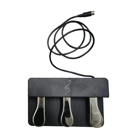 Three-Foot Pedal Unit For Digital Pianos And Keyboards With Universal 5-Pin Round Interface, Rock-Solid Metal Pedals With Non-Slip Base