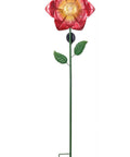 Red Fiber Optic Poppy Solar Garden Stake with Dusk To Dawn Sensor, 48 Inches Tall, Weather Resistant with Ground Spike for Pathways