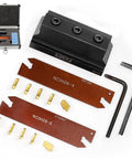 Oscarbide 3/4-in self-lock block with adjustable blade; front view shows 5x GTN-3/4 and 5x GTN-4 carbide inserts