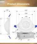 Product dimensions of Grab Your Hands On These Fresh 4 Inch Gimbal Ceiling Downlights Fully Dimmable 900 Lumen Recessed Leds.