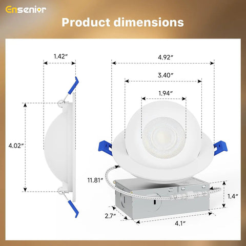 Product dimensions of Grab Your Hands On These Fresh 4 Inch Gimbal Ceiling Downlights Fully Dimmable 900 Lumen Recessed Leds.
