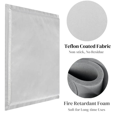 8 Piece Heat Press Pillow Bundle with Teflon coated fabric and fire retardant foam details