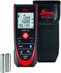 D2 Pro Grade Laser Distance Meter With 100m Range And Bluetooth Four Point Zero Metric And Imperial Modes Flip Out End Piece Pythagorean Functions Sketch Measure For Areas And Volumes Black And Red, Leica Disto D2 laser meter with case and batteries
