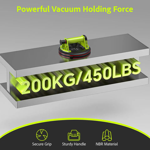 Heavy Duty Glass Suction Cup Lifter With 8 Inch Cup Built In Pressure Gauge 450 Lbs Max Load Vacuum Lifter on metal surface