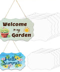 6 Pack 8 Inch Sublimation Door Hangers with floral designs and jute rope for DIY craft, featuring vibrant welcome messages.