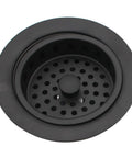Combo Pack Built Tough Post Style Kitchen Sink Basket Strainer With Extra Deep Collar Waste Disposal Flange And Stopper, Matte Black