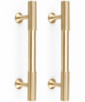 2 Pack Solid Brass Gold Cabinet Pulls With 3 And 3 Quarters Inch Center To Center for kitchen cabinets, dresser drawers, wardrobes, and bathrooms