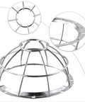 Straight Up Tough Heavy Duty Iron Smoke Detector Protective Cover With Sprinkler Cage Bracket, close-up of chrome guard.