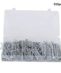 Heavy Duty Split Pin Assortment Kit With 556 Rust Resistant Cotter Pins In Various Sizes, showcasing assorted pins in clear storage case.