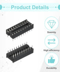 24 Piece DIP IC Socket Adapter Kit With 7.62mm Row Pitch And 0.1 Inch Pitch, 20 Pin IC Socket Assortment details