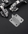 8 Piece Stainless Steel Cabinet Door Hinges Set With Four Fold Right Angle Folding Design, four hole mount detail