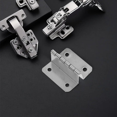 8 Piece Stainless Steel Cabinet Door Hinges Set With Four Fold Right Angle Folding Design, four hole mount detail