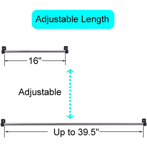 Type A Adjustable Swivel End Window Curtain Rod For 16 To 39.5 Inch Openings with adjustable length from 16 to 39.5 inches.