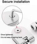 Frameless Sliding Glass Door Track Ceiling Mount Rail Hardware Kit In Aluminum with close-up of tightening mechanism.