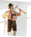 Person posing with pickaxe from Two Piece Dwarf Pickaxe And Spade Costume Props Set Lightweight Plastic Sponge Fun Tools For Party Favors Stage Performances Photo Shoots And Scene Decorating