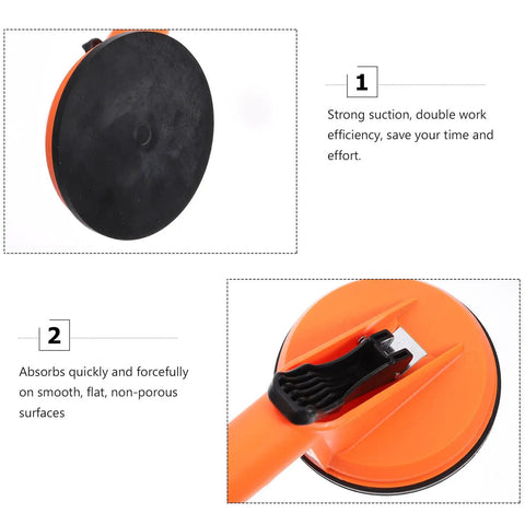 Super Tough Heavy Duty Industrial Handheld Vacuum Lifter With Dual Suction Cups, close-up of dual suction cups and handle.