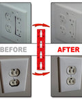 Before and after image of outlet using Outlet Spacers For Electrical Boxes 48 Piece Red Spacers Set For Switches And Receptacles Loose Outlet Fix Electrical Extender Shims Light Switch Spacers 12 Strips Of 4 Pieces Each In Home And Office Use.