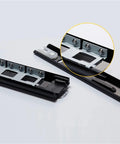 Close-up of pair of metal buffer drawer slides, 16 inch (400mm), three-section quiet rail with 45mm track width, smooth glide feature.