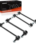 Four black steel sway bar end links with nuts and bushings, shown with A-Premium suspension kit box.