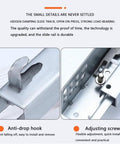 Heavy Duty 350mm Soft Close Drawer Slides With Roller Bearings, anti-drop hook and adjusting screw detail
