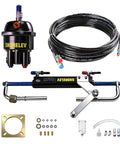 Hydraulic Steering Kit For Boats Up To 90HP With 24 Ft Hose System Pump And Cylinder No Helm Included components displayed