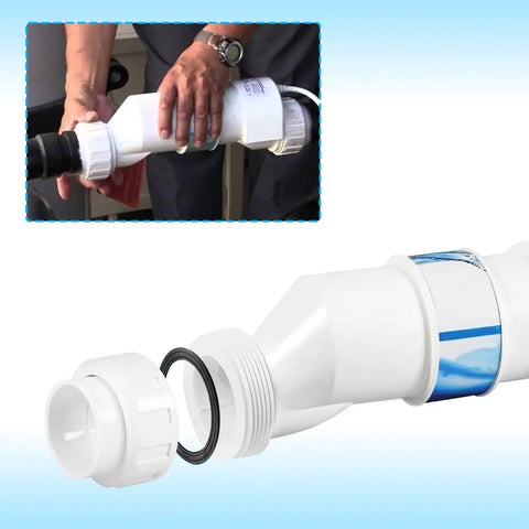 2 Inch Pump Union Replacement Kit for Hayward Salt Chlorine Generators, showing PVC union and O-ring seal, easy install demonstration.