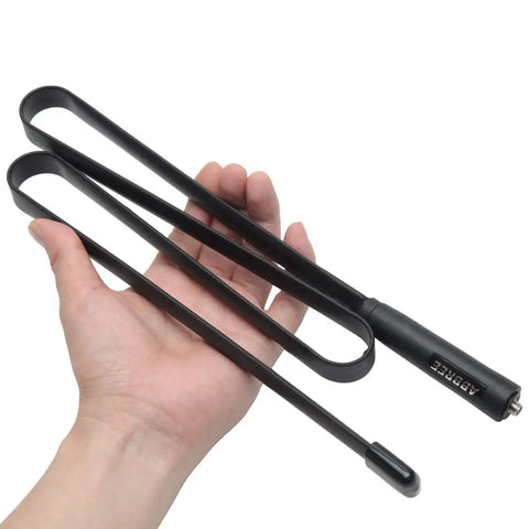 Long Range Foldable Ham Radio Antenna For Outdoor Use, Great For Camping, 42.5 Inch Length, SMA Female Connector held in hand