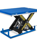 Heavy Duty Electric Hydraulic Lift Table With Wireless Remote 8,800 Lb Capacity Big Platform 66.9 X 47.2 Inches side view showing lift mechanism.
