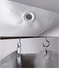 Close-up of hooks and grommet of Track System Divider Curtain for Garage and Workshop, Waterproof Vinyl Partition Tarp