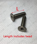 Top Shelf Titanium GR2 Hex Socket Flat Head Screws Metric Fine Thread Heavy Duty Aircraft Grade Fasteners M3 50Mm showing length with head.