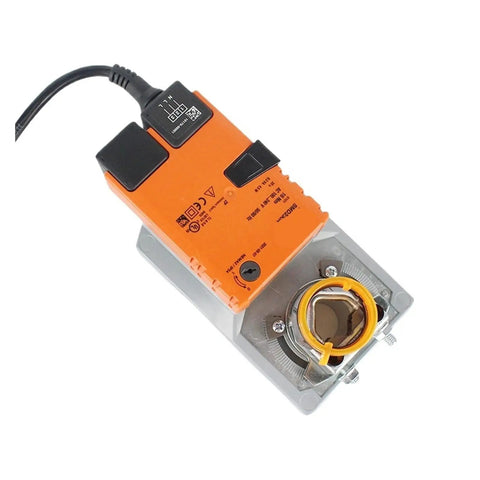Smd230A Hvac Damper Actuator provides sixteen Nm torque for snappy opening control, featuring orange motor and mounting base.