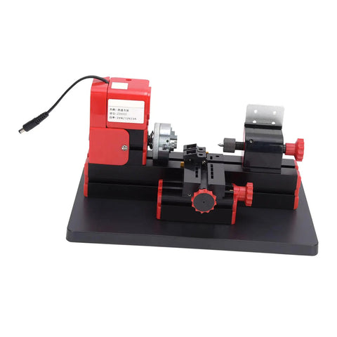 High Speed 20000Rpm Mini Motorized Lathe Machine For Woodworking And Metal Turning on a black base, compact design.