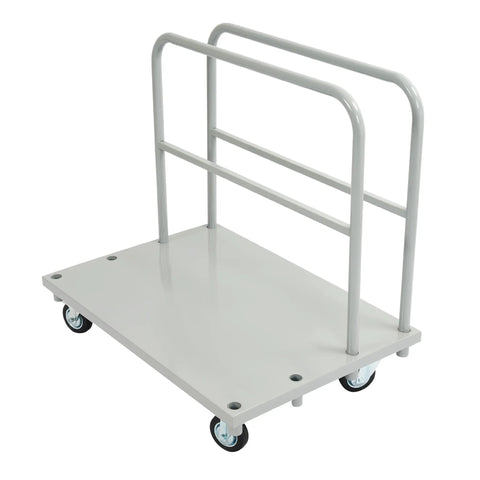 Heavy Duty Flatbed Dolly Cart With 2000 Lb Capacity Steel Platform Truck For Drywall Lumber And Tables, 4 Swivel Casters, Adjustable 2 Detachable Side Rails, Ideal Moving Cart For Job Sites And Warehouses, white steel platform view