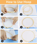 Step-by-step guide to using hoop in Abstract Colorful Tree Punch Needle Kit For Beginners With Hoop Yarn Printed Pattern