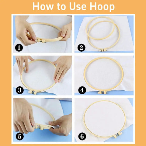 Step-by-step guide to using hoop in Abstract Colorful Tree Punch Needle Kit For Beginners With Hoop Yarn Printed Pattern