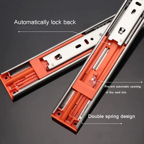 Soft Close Drawer Runners In Stainless Steel 3 Section Telescopic Drawer Slides With Ball Bearing Side Mount Guides 20 Inch Pack Of 2 Built Tough Damping Rails For Kitchen Cabinets And Furniture Drawers with auto lock and double spring features.