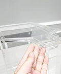 Close-up of clear acrylic lid on 12 Gallon Gravity Bin Bulk Food Dispenser For Candy Cereal And Coffee Beans.