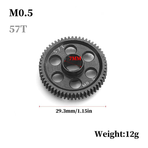 Metal Spur Gear 0.5M 57T Hardened Steel Main Gear 311196 for Arrma Granite RC Cars