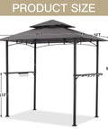 8 Ft By 5 Ft Outdoor Grill Gazebo Canopy For Outdoor Cooking Waterproof 2 Tier BBQ Shelter For Patio And Backyard Grey