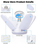 4 Pack Deformable LED Garage Lights With 5 Light Heads For Even Brightness, 6000LM 60W Total Power, E26 Base