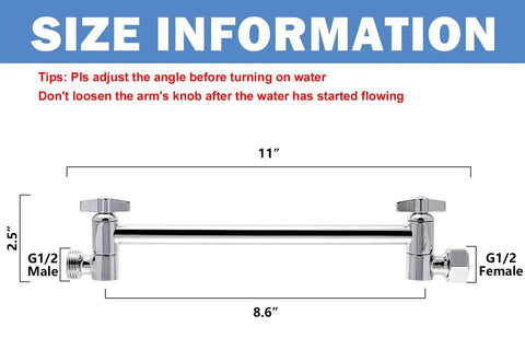 Adjustable Shower Arm Universal Connection And 11 Inch Extension Arm With Tilt Easy Install Anti Leak Chrome Finish For Most Showers Upgrade Your Shower Game With A Strong Downpour