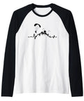 Heartbeat Motored Paraglider Raglan Baseball Tee For Powered Paragliding Fans Lightweight Comfort Fit Classic Raglan Sleeve