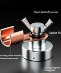 Kick Your Welding Game Up A Notch With This Sleek Magnetic Ground Clamps Tool showing a hand butterfly screw and strong magnet.