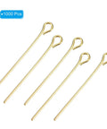 Gold Iron Eye Pins Jewelry Findings 26mm 22 Gauge For DIY Beading And Jewelry Making Necklaces Bracelets Earrings Head Pins 3.2mm Gold Tone 1000 Pcs Set Bead Crafting Gear, 1000 pcs