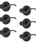 6 Pack Matte Black Transitional Indoor Passage Wave Door Levers For Hall And Closet Non Locking Interior Door Handles