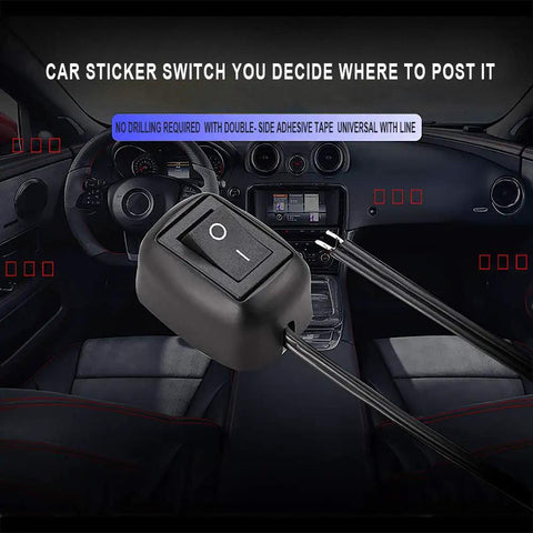 Rocker Switch With Pre Applied Adhesive For 12V DC Cars No Drill Install Quick Stick Mount Easy On Off Control For Fog Lights LED Light Bars And Auxiliary Lighting Water Drop Shaped Button Includes 50cm Wiring 1 Piece, black dash mount