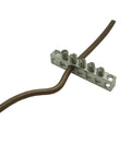 Heavy Duty Aluminum 6061 Ground Bar Kit With Five Terminal Positions And Self Tapping Dovetail Screws, Two Piece Set installed with wire
